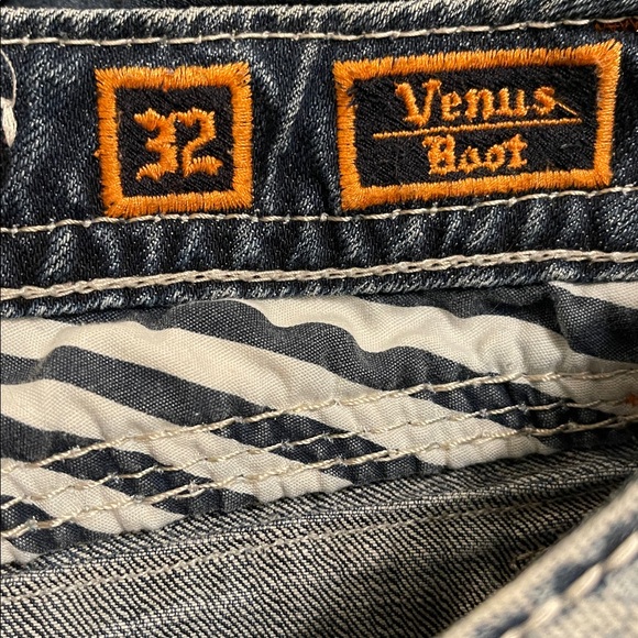 🎉HP! ❤️ Vintage Y2K Rock Revival Venus Sandblasted Bootcut Jeans Sz 32 - Picture 6 of 9